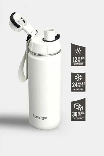 Stevig ST-220 1 Hand Leak-Proof Sızdırmaz Çelik Termos 500ML Star White - Görsel 2