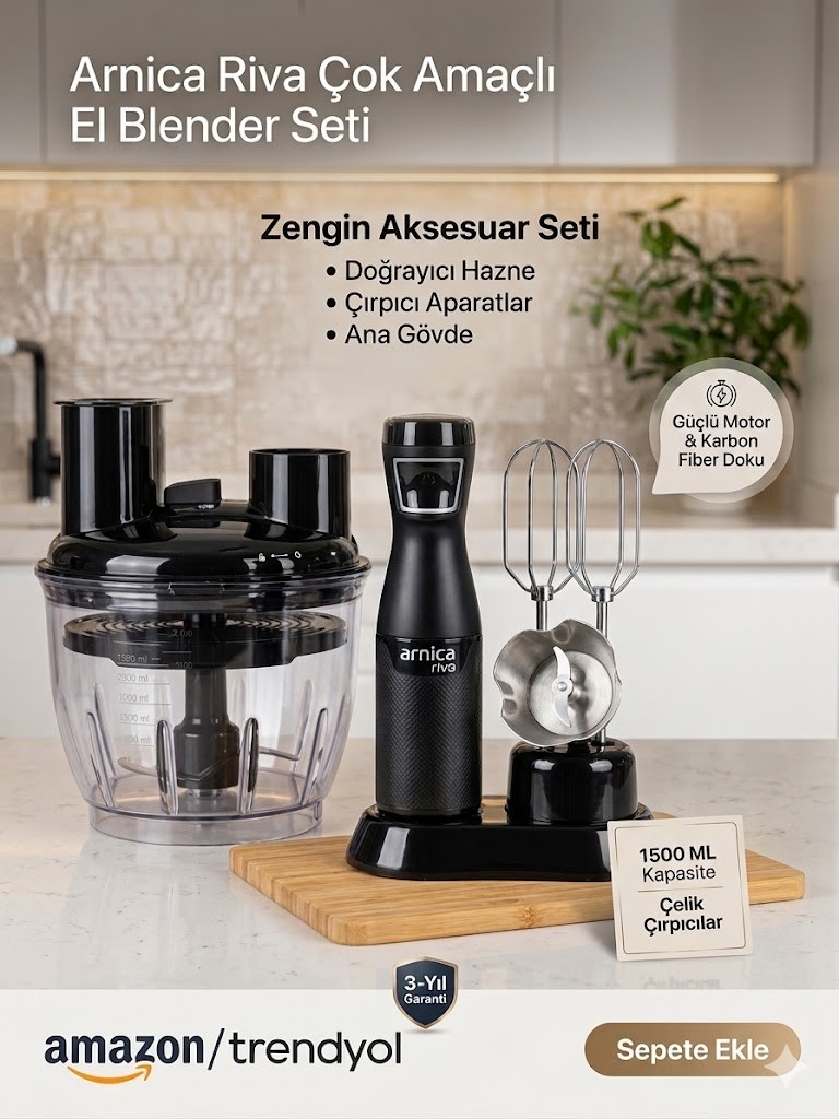 Arnica Riva El Blender Seti 1200W - Görsel 2