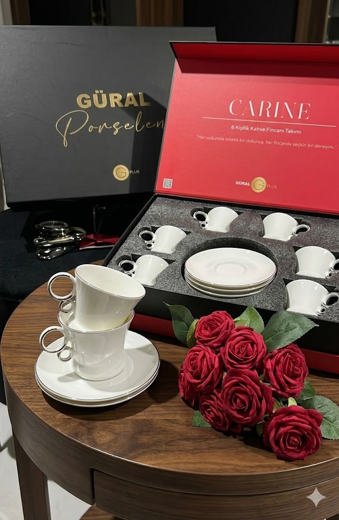 Güral Porselen Carine Khan 6 Kişilik Kahve Fincan Takımı