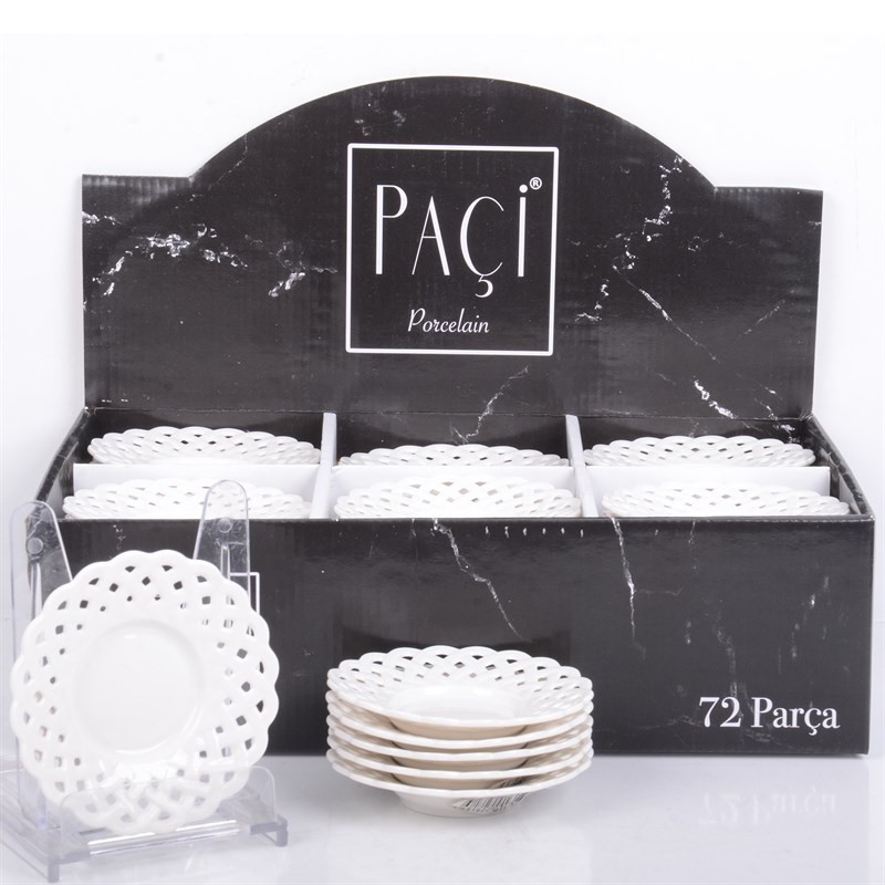 Paçi Dantel Motifli Porselen 6Lı Çay Tabağı - Görsel 4